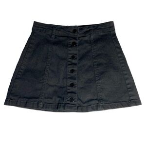 Forever 21 Mid-Rise Front Button-Up Mini Skirt Black Size 24